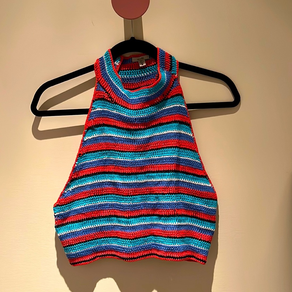 Ecote (Urban Outfitters) crochet mock neck halter tank top (S)